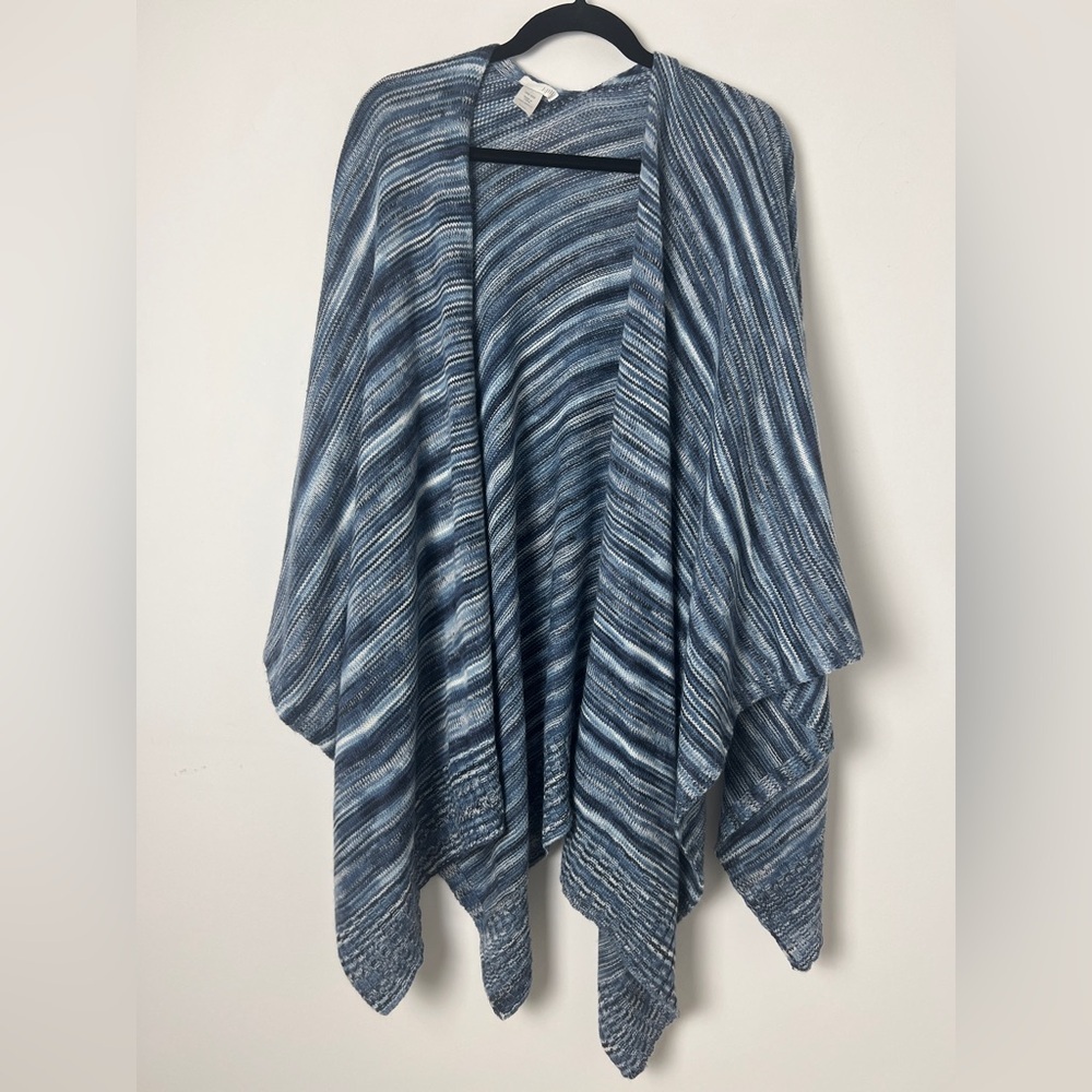 J.‎ Jill One Size Blue Ombre Gradient Knit Open Poncho Wrap